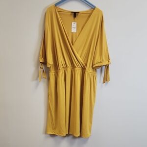 Lane Bryant Mustard Yellow Wrap Dress